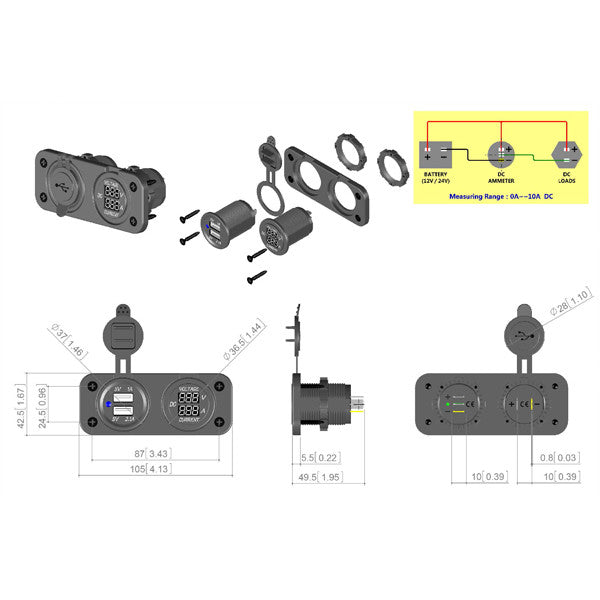 1852 Dubbelpanel till inbyggnad med USB-uttag